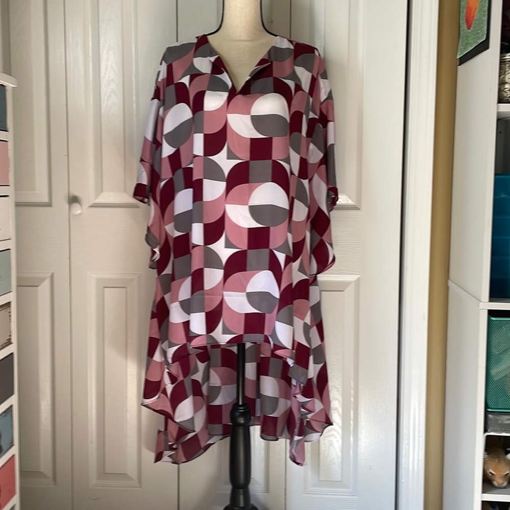 High-low blouse.
